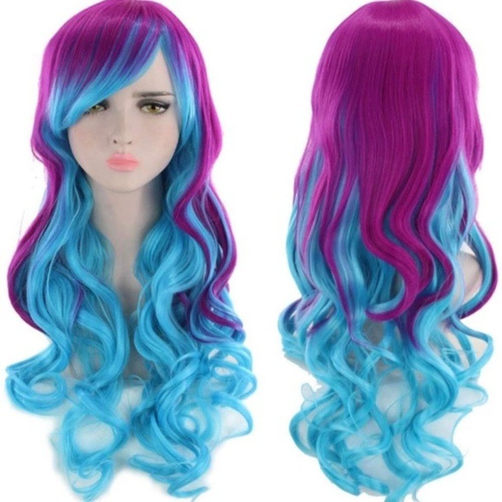 Pink Wigs Blue Anime Wigs